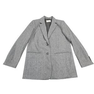 Everlane The Oversized Blazer Women’s 4 Gray Herringbone Wool Blend Longline